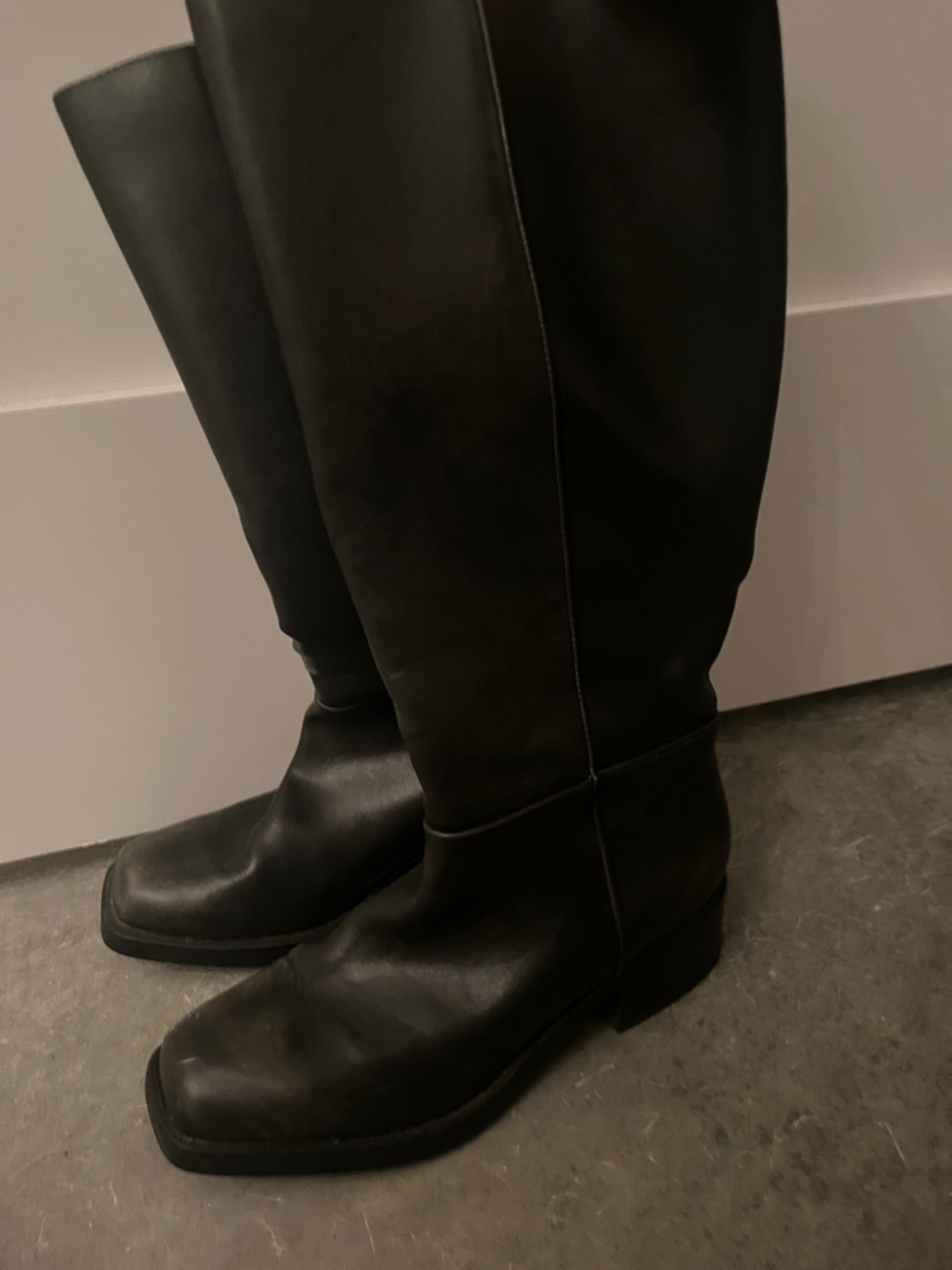 Forever 21 Black Tall Leather-Look Heeled Boots